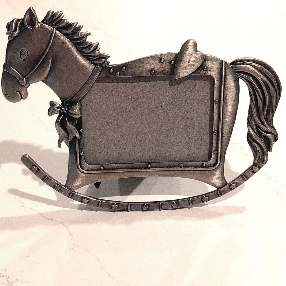 Silver Rocking Horse Picture Frame Holds 3